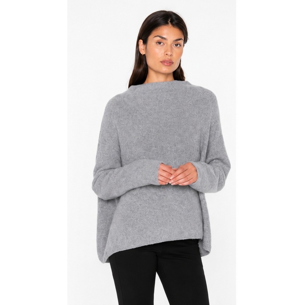 Vince Womens Funnel Neck 100% Cashmere Gray Oversized Sweater Neutral Minimalist